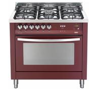 Lofra Prg96Gvt/C Cuisine 90Cm Four À Gaz Ventil 5 Brûleurs Rouge Bourgogne
