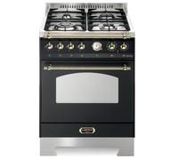 Cuisinière LOFRA RNM66MFT IC-Matt Black 60x60 avec 4 brûleurs à gaz et four électrique en acier inoxydable
