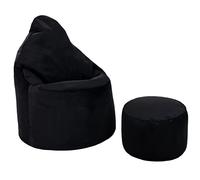 Loft 25 Fauteuil Poire en Velours Capriccio | Siège Pouf D’intérieur Haut de Gamme pour la Maison et Le Salon | Conception Ergonomique pour Un Meilleur Soutien du Corps (Pouf + Repose Pieds, Black)