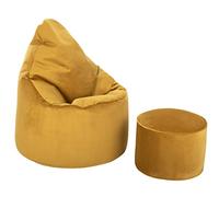 Loft 25 Fauteuil Poire en Velours Capriccio | Siège Pouf D’intérieur Haut de Gamme pour la Maison et Le Salon | Conception Ergonomique pour Un Meilleur Soutien du Corps (Pouf + Repose Pieds, Tumeric)