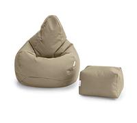 Loft 25 Fauteuil Pouf Gamer | Siège Pouf Salle De Séjour Intérieure Extérieure | Etanche | Conception Ergonomique Pour Le Soutien Du Corps | Nettoyage Facile | Durable & Confortable (Pouf Set, Pierre)
