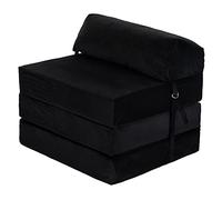 Loft 25 Matelas Pliable Z pour Adultes | Matière Velours Douce | Parfait pour Les Matelas d'appoint | Matelas Pliable 1 Personne | Folding Mattress (Velours, Noir)