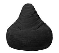 Loft 25 Pouf ergonomique d’intérieur en forme de poire à dossier haut pour adulte en tissu velours côtelé et doublure intérieure Noir