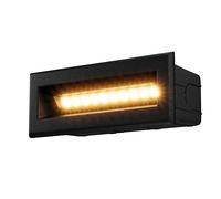 Loft Applique Encastré Murale, Lumières d'escalier, Noir, Métal, Rectangulaire, Module LED avec 3000k, 400lm, 5 W, IP65