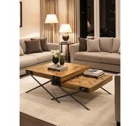 Loft - table basse carrée gigogne en teck motif chevron