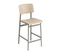 Muuto Tabouret de bar Loft Oak-bas-structure en acier dusty green