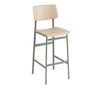 Muuto Tabouret de bar Loft Oak-haut-structure en acier dusty green