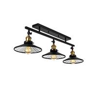 Loft Vintage 3 lumières au plafond Lumière, bricolage fer noir Ceiling Light Home Déco Miroir en verre Abat Métal Semi Flush lampe Plafonnier Lustre Lampe de salle à manger au plafond Chambre