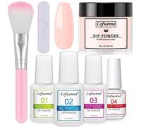Lofuanna Kit de Poudre de Tremper,30g Nu Poudre à Tremper pour Ongles,Dip Powder Manucure pour Ongles Français Kits avec Base&Top Coat&Activateur&Brush Saver,Pas Besoin de Lampe à Ongles