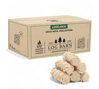 Log Barn Allume-feu Naturel - Boîte de 200, Allume-feu pour Barbecue, Poêles à Bois, Fours à Pizza, Foyers Ouverts, Cheminées - Bois de Chauffage Écologique de Log Barn