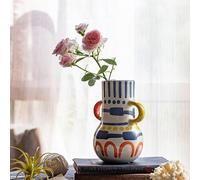 Log-l Clow Vase à Fleurs en Céramique, Petits Vases Décoratifs, Bouilloire émaillée Floral Vase Plat Plat, pour La Décoration Intérieure Table Ceterpieces, Livig Room, Weddig, A
