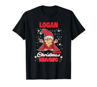 Logan Makes Christmas Magic Name Logan Nain de Noël T-Shirt Graphique avec Valeur, Homme, Noir, M