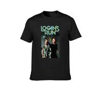 Logan's Run Logan and Jessica T-Shirt Graphic Tee Printed Top Mens Shirt Black XXL