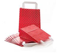 Logbuch-Verlag 10 petit sacs papier rouge blanc pointillé 18 x 22 x 8 cm emballange cadeau vente clients pochettes sachets avec poignée Noël