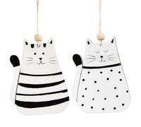 Logbuch-Verlag 2 chats à suspendre pour Pâques, décoration de fête de Pâques, noir et blanc, 10 cm, pour enfants et adultes