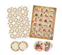 Logbuch-Verlag 2 x 24 autocollants de Noël vintage - Stickers de Noël + autocollants à écrire - Lot de 2 décorations de Noël Ø 4 cm