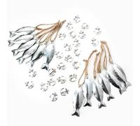 Logbuch-Verlag 36 pièces Kit décoration Marine : 12 argentée Poissons Pendentif avec Cordon à Suspendre + 24 Mini Ancre
