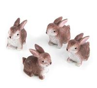 Logbuch-Verlag 4 Figurines de Lapins 4 cm Brun Blanc - Mini Lapin décoration de pâques