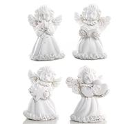 Logbuch-Verlag 4 Petites Figurines d'ange Gardien 5 cm Blanc I décoration & Cadeau pour baptême, Communion