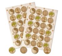 Logbuch-Verlag 48 autocollants avec symboles spirituels Yin Yang Arbre De Vie Fleur De Vie Ginkgo nature brun vert autocollant bricolage cadeau étiquettes