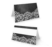Logbuch-Verlag 50 cartons de table noir et blanc - 8,5 x 5,5 cm plié - descriptible - décoration marriage