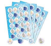 Logbuch-Verlag 96 Stickers Communion Blanc Bleu Baptême Poisson Croix Colombe Calice Autocollant religieux Confirmation