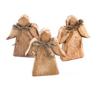 Logbuch-Verlag Anges décoratifs en Bois, Lot de 3: Figurines Hivernales Naturelles, statuettes Symbole de Protection, déco intérieure Rustique pour Table ou fenêtre, décoration Festive, 15 x 12 cm