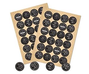Logbuch-Verlag Autocollant rond Motif bonheur Noir/blanc 48 Stück
