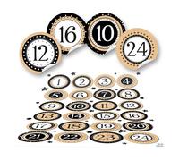 Logbuch-Verlag Autocollants calendrier de l’avent 1 à 24: étiquettes adhésives numérotées modernes pour décoration de Noël, chiffre pour enveloppe, boîte, bocal, pochette DIY, Ø 4 cm