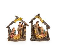 Logbuch-Verlag Bethlehem Lot de 2 mini crèches de table de Noël miniatures Cadeau Décoration Étable 5 cm