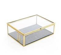 Logbuch-Verlag Boîte à bijoux élégante en verre et métal doré transparent - 15 x 11 x 6 cm
