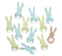 Logbuch-Verlag Confettis Lapins Pâques, 12 pièces: décoration de Table Moderne, Mini Figurines Lapin en Bois, déco Printemps pour fête Pascale, Loisirs créatifs, Vert et Bleu, 4 cm