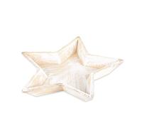 Logbuch-Verlag Coupelle étoile en bois, 24 cm: décoration de Noël naturelle blanche, plateau décoratif hivernal style scandinave, vide-poche ou support à bougies rustique, déco de table moderne