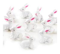 Logbuch-Verlag Décoration de Pâques Lapin, Lot de 12: Petites Figurines en résine, décorations pour Table & compositions de Pâques, déco de Printemps, Blanc, Moderne, Mini-Lapin, 3 cm