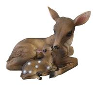 Logbuch-Verlag Figurine de chevreuil avec bébé - 14 cm de haut - Figurine de cerf couché mère et faon - Décoration d'automne en pierre artificielle - Figurine animale réaliste