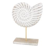 Logbuch-Verlag Grande figurine de coquillage blanc en bois à poser - 27 cm - Décoration maritime