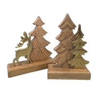 Logbuch-Verlag Kit de décoration de Noël Cerf et arbre 16 x 18 cm - Figurines en bois et métal - Décoration de Noël élégante à poser