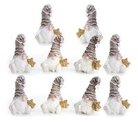 Logbuch-Verlag - Lot de 10 petites figurines de lutin blanc marron avec étoile dorée et bonnet à pointe pailletée - 7 cm - Cadeau de Noël pour enfant