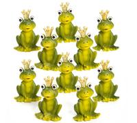 Logbuch-Verlag Lot de 10 petites grenouilles vertes - couronne dorée - décoration de table…