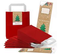 Logbuch-Verlag Lot de 10 petits emballages rouges pour clients avec autocollants de vœux de Noël comme une carte de Noël 18 x 8 x 22 cm