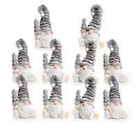 Logbuch-Verlag - Lot de 10 petits lutin amusants argentés blancs avec sapin de Noël et bonnet pointu scintillant - Cadeau de Noël pour enfant