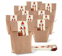 Logbuch-Verlag Lot de 10 sacs cadeaux de Noël Père Noël en papier à remplir 16,5 x 6,5 x 26 cm