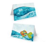 Logbuch-Verlag Lot de 100 cartons de table - Motif poisson arc-en-ciel - Bleu turquoise - Pour anniversaire, baptême, communion, rentrée scolaire