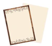 Logbuch-Verlag Lot de 100 feuilles de papier à lettre motif floral vintage avec fleurs beiges Papier d'invitation pour photocopieuse à imprimer Format A4