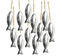 Logbuch-Verlag Lot de 12 pendentifs de communion en métal argenté avec ficelle - Pour cadeau de baptême - Décoration maritime - 9,5 cm