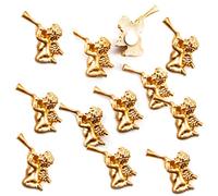 Logbuch-Verlag Lot de 12 petits anges dorés de Noël - Décoration plate avec point adhésif - 2,5 cm