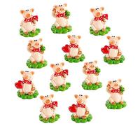 Logbuch-Verlag Lot de 12 petits cochons porte-bonheur 3 cm sur trèfle jaune vert mini porte-bonheur talisman cadeau décoration de table nouvel an mariage nouvel an examen