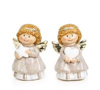 Logbuch-Verlag Lot de 2 petits anges gardiens de Noël avec cœur et étoile - Cadeau pour enfants, amis, collègues - 7,5 cm