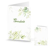 Logbuch-Verlag Lot de 20 cartes de menu à écrire et à imprimer, vertes et blanches, cartes de menu, présentoir de table floral avec feuilles de vignes, décoration de table