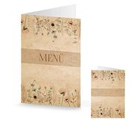 Logbuch-Verlag Lot de 20 cartes de menu à imprimer - Décoration de mariage - Menu - Format A5 - Style bohème vintage - Décoration de restaurant